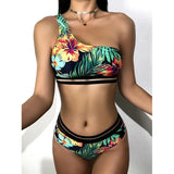 New Sexy Bikinis Women One Shoulder Swimwear High Waist Swimsuit Print Bathing Suits Beach Wear Biquini