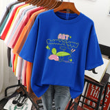 100 Cotton L-5XL Plus Size T Shirt Cartoon Print Tshirt Short Sleeve Women's Top Summer Kawaii Couple O Neck T Shirts-Outfit