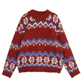 Woherb Female Retro Twist Thick Lazy Wind Round Collar Jumsweater 2024 Niche Loose Chic Top-Outfit