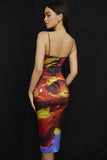 Printed Sexy Strap Tie Dye Long