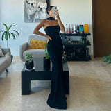 Crepe Mermaid Long Evening Dresses Simple Sleeveless Saudi Arabric Prom Dresses Dubai Formal Party Gowns For Women-Outfit