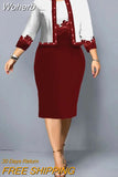Women Elegant Two Piece Set Christmas Bodycon Dress Fall Winter High Waist Ensemble Robe Femme Medium Long Party Dresses-Outfit