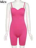 Kliou Body-Shaping Rompers Women Popular Classy Sheath Slim Sexy Cleavage Party Playsuit Solid Strapless Camisole Clubwear