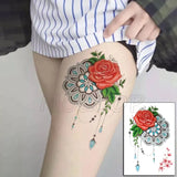 Temporary Tattoo Stickers Sexy Rose Heart-shaped Wreath Fake Tatto Waterproof Tatoo Back Leg Arm Belly Big Size for Women