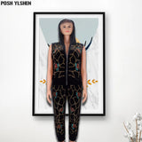 Velvet African Clothes for Women Diamonds Sequins Hooded Tops Pants Elegant Tracksuit Two Piece Set Sweatsuit Outfits-Outfit