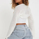 Woherb New Loose Lazy Wind Knit Cardigan Women With A Short Versatile Jacket Jacket Women-Outfit