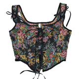 French Retro Sling Vest Female Wearing Peony-Print Court Style Tender