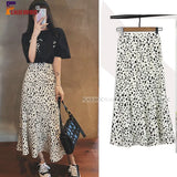Temperament Long Skirts 2020 Summer All-Match Streetwear Leopard Casual Elastic Waist Ruffled High Waist Skirt Flhjlwoc