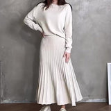 Woherb 2023 New Fashion Pure Color Round Collar Loose Casual High-Waisted Skirt Suit-Outfit
