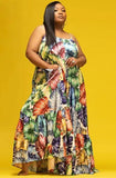Plus Size Print Strap Long Maxi