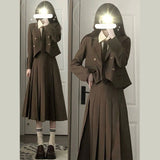 Woherb 2024 New Student Temperament, Blazer, Tie, Shirt, Pleated Skirt, Three-Piece Set-Outfit