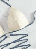 Woherb Split Hard Cup Bikini Love Draw Cord Strap Bikini Swimsuit Ladies Sexy