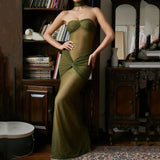 Woherb Mengling With The Same 2024 Spring Fashion Shining Sexy Wrapped Chest Temperament Socialite Dress Dress Female-Outfit