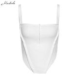 Sexy Patchwork Solid Crop Top Women Fashion Knitting Sleeveless Sling Clothing Lady Black White Slim Top 2020