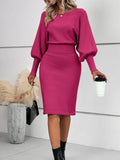 And Winter Knitted Dress Sexy Solid Color Bag Hip Dress Temperament Thin Sweater Knitted Dress