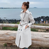 New Double-Breasted Women Trench Coat Long Belted Slim Lady Duster Coat Cloak Female Outerwear Spring Autumn