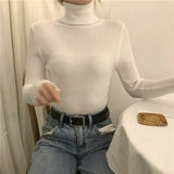 Warm Sweater Female 2019 New Fashion Rainbow Sweater Ladies High Collar Short Corp Tops