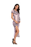 and American style women's digital printing new round neck short-sleeved split-end maternity fashion