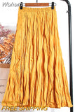 High Waist Solid Color Pleated Skirts Women's Mid-length Casual Skirt For Spring Summer QT1814-Outfit