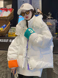 Winter Woman Coat Keep Warm Parkas Fashion Wide-waisted Warm White Hooded Loose Jacket Oversize Coat Cotton Jacket Top-Outfit
