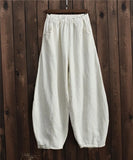 2022 Vintage Cotton Linen Pants Women Solid Loose Trousers Female Casual Ha Elegent Pants Solid Elasitic Waist Spring Autumn