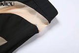Kliou Mesh Patchwork Two Piece Set Women Skinny Hole Sleeveless Vest+Mid Waist See Through Leggings High Street Attirewear