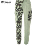 Puss Y2K Camouflage Straight Pants Women Zipper Pocket Hollow Wild Trousers Fashion Street Hipster Casual Loose Bottoms-Outfit
