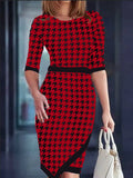 Independent Station Large-Size Women's Dress New Round-Neck Printed Fashion Dress-Outfit