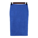 Woherb Skirt Solid Color Split Deer Skin Velvet Skirt High Purse Hip Thin Versatile Skirt-Outfit