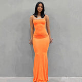 Satin Slip Sleeveless Backless Slim Sexy Maxi Dress 2022 Spring Women Party Y2K Concise Bodycon Elegant