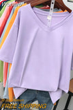 100% Cotton M-6XL T Shirt Solid V Neck Tshirt Short Sleeve Women's Top Basic Summer Couple Oversized T Shirts-Outfit