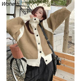 Thick Sweater Jacket Women 2022 Winter Turtleneck Spliced Loose Cardigan Coat Female Hollow Out Fashion Casual Warm Tops-Outfit