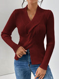 Women's Knitwear Fashion Temperament Thread Under The Fork Long Sleeve Solid Color
