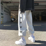 Womens Loose Printed Vintage Elastic High Waist Simple Chic Autumn Harem Trousers All-match Drawstring Hem Bf Casual Cozy-Outfit