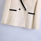Winter Style Collision Trimming Texture Double-Breasted Suit Coat 2008457-Outfit