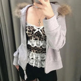 Woherb Desire Hot Girl Sexy Lace Splicing Leopard Print Small Sling Female Bow Knot Slim Outside Wear Vest-Outfit