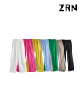 Women Chic Fashion Side Pockets Loose Wide Leg Pants Vintage High Elastic Waist Drawstring Female Trousers Mujer-Outfit