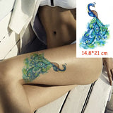 Temporary Tattoo Stickers Rose Sapphire Red Flower Fake Tatto Waterproof Tatoo Back Leg Arm Belly Big Size for Women Men