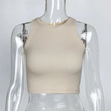 Women Tank Top Plus Size Elastic Sexy Summer Tank Tops Solid O Neck Off Shouled Casual White Tank
