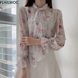 Cute Pink Retro Vintage Ruffles Bow Tie Ribbon Tops Flhjlwoc Basic Elegant Work Formal Single Breasted Button Solid White