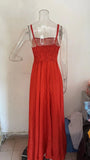 Woherb 2023 New Fashion Striped Print Waist Pleated Sling Dress-Outfit