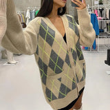 V Neck Oversized Cardigan for Women 2021 Autumn Winter Fashion Long Sleeve Knitted Casual Women's Cardigans