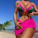 Woherb New 2024 Three-Piece Patchwork Bikini Women's