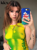 Kliou Body Print Women Tank Tops Hipster Sexy High Street Midnight Wear Clothing Sleeveless O-Neck Hot Female Party