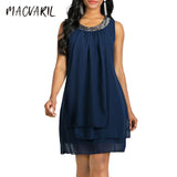 Women's Shift Dress Knee Length Dress Sleeveless Solid Color Layered Spring & Summer Plus Size Hot 2021 Black Purple Navy