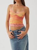Sweet Fresh Sling Vest Women Summer Body Set Up Short Net Red Summer