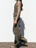 2023 Women Summer 2 pieces sets Casual Solid Vests Coats and Straight Pants Female Elegant OL Street Two Suits Clothing-Outfit