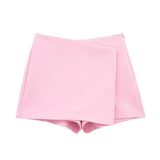 Shorts Skirts for Women, High Waist, Side Zipper, Female Skort, Chic Fashion-Outfit