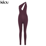 Kliou One Shoulder Sexy Cut Out Rompers Womens Jumpsuit 2021 Streetwear Solid Backless Active Wear Skinny Slim Jumpsuits