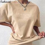 Basic Women's Two Pieces of Sets Homewear Oversize Shirt and Skinny Shorts Set Streetwear Letter Print
